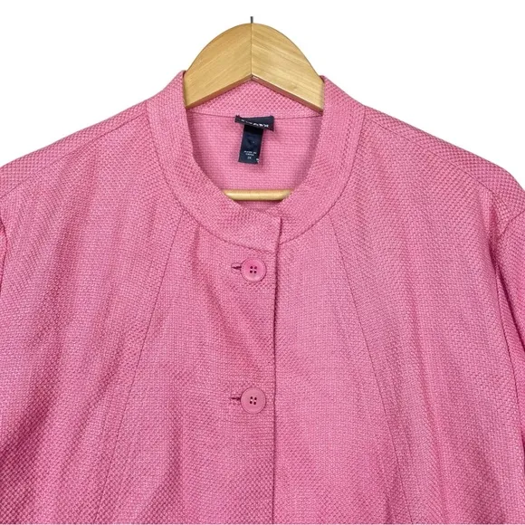 Eileen Fisher Jacket Linen Blend Textured Button Light Pink Blazer 1X EUC Pocket