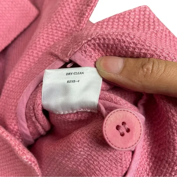 Eileen Fisher Jacket Linen Blend Textured Button Light Pink Blazer 1X EUC Pocket