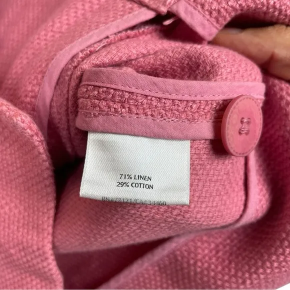 Eileen Fisher Jacket Linen Blend Textured Button Light Pink Blazer 1X EUC Pocket