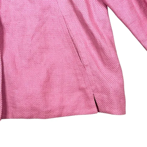 Eileen Fisher Jacket Linen Blend Textured Button Light Pink Blazer 1X EUC Pocket
