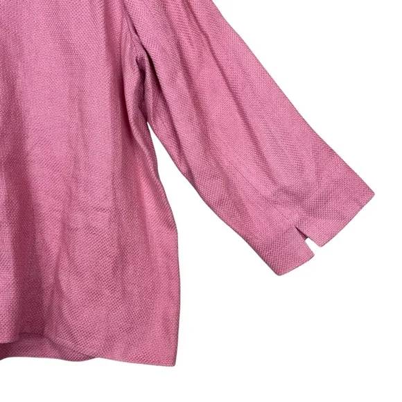 Eileen Fisher Jacket Linen Blend Textured Button Light Pink Blazer 1X EUC Pocket