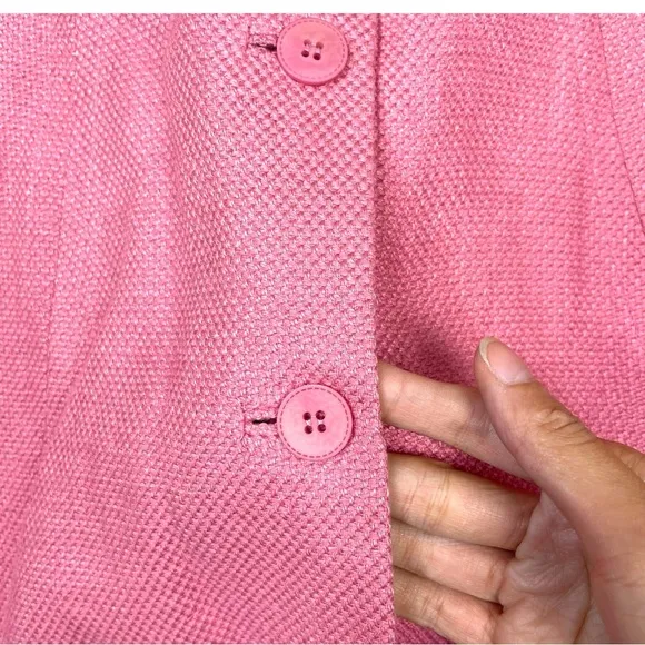 Eileen Fisher Jacket Linen Blend Textured Button Light Pink Blazer 1X EUC Pocket