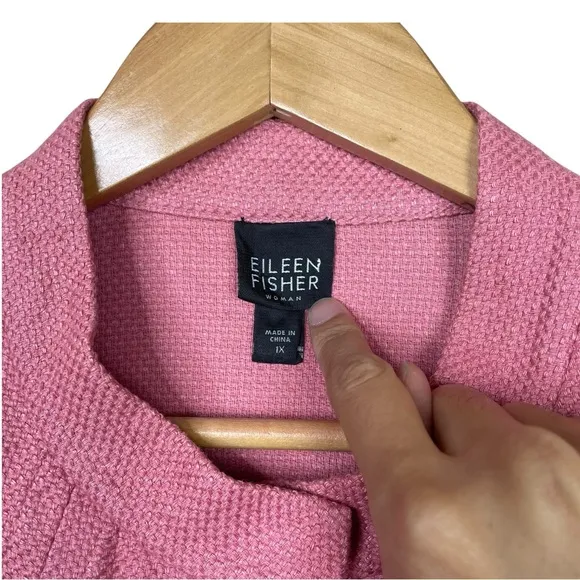 Eileen Fisher Jacket Linen Blend Textured Button Light Pink Blazer 1X EUC Pocket