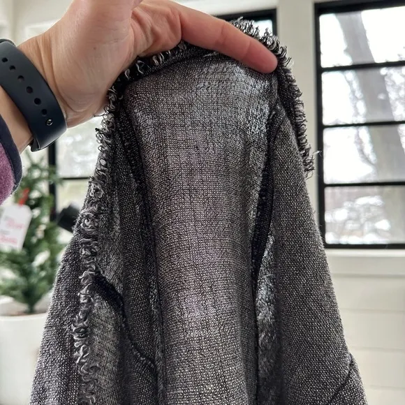 Eileen Fisher Linen Raw Edge Charcoal Jacket/Blazer S