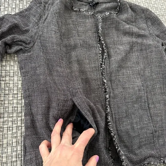 Eileen Fisher Linen Raw Edge Charcoal Jacket/Blazer S