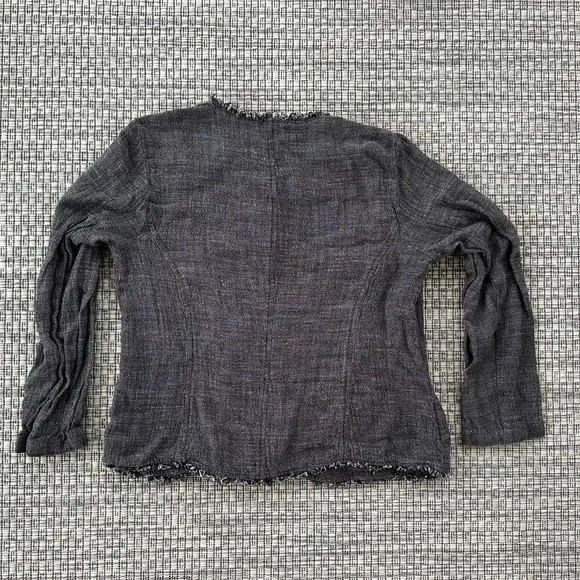 Eileen Fisher Linen Raw Edge Charcoal Jacket/Blazer S