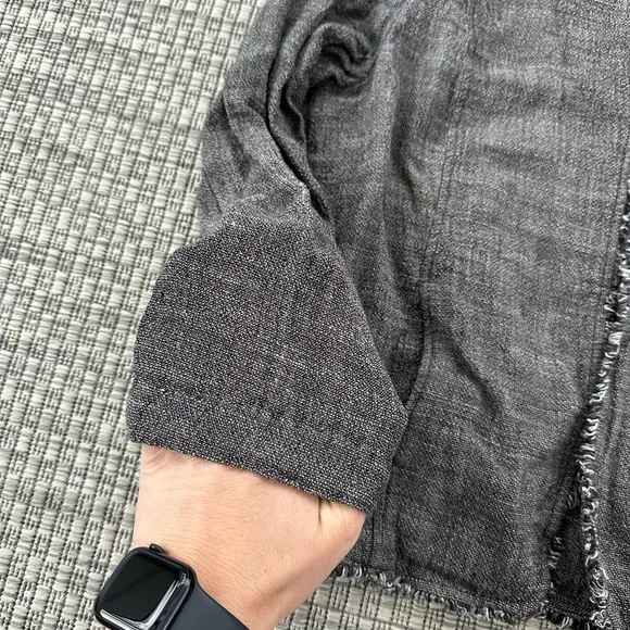 Eileen Fisher Linen Raw Edge Charcoal Jacket/Blazer S