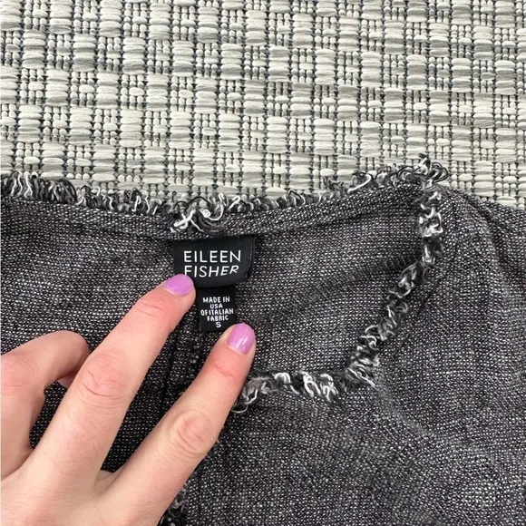 Eileen Fisher Linen Raw Edge Charcoal Jacket/Blazer S