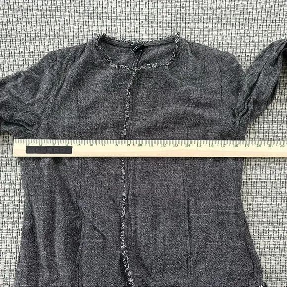 Eileen Fisher Linen Raw Edge Charcoal Jacket/Blazer S