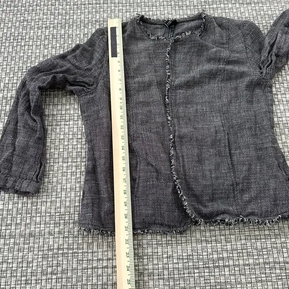 Eileen Fisher Linen Raw Edge Charcoal Jacket/Blazer S