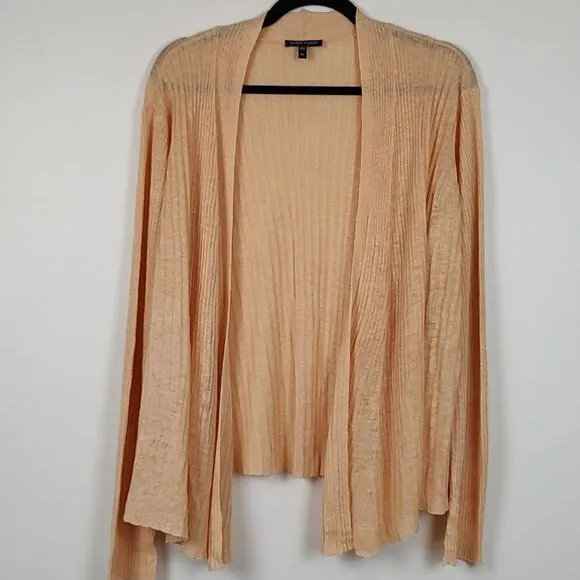 Eileen Fisher Open Front Linen Cardigan Sweater Size XL