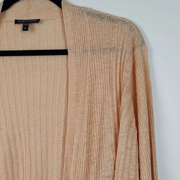 Eileen Fisher Open Front Linen Cardigan Sweater Size XL