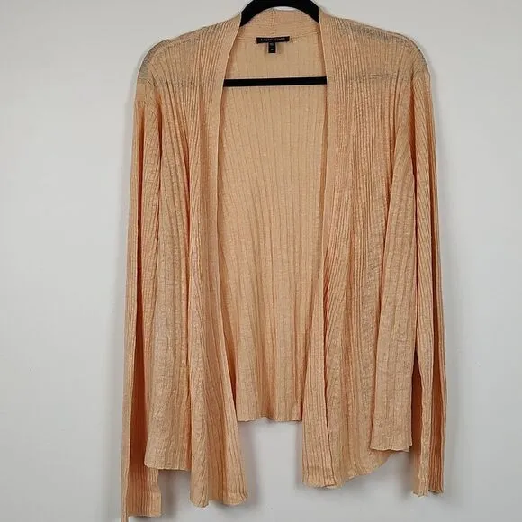 Eileen Fisher Open Front Linen Cardigan Sweater Size XL