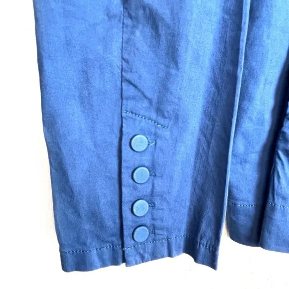 Eileen Fisher Organic Linen Blend Zip Front Blazer Pockets Blue size large
