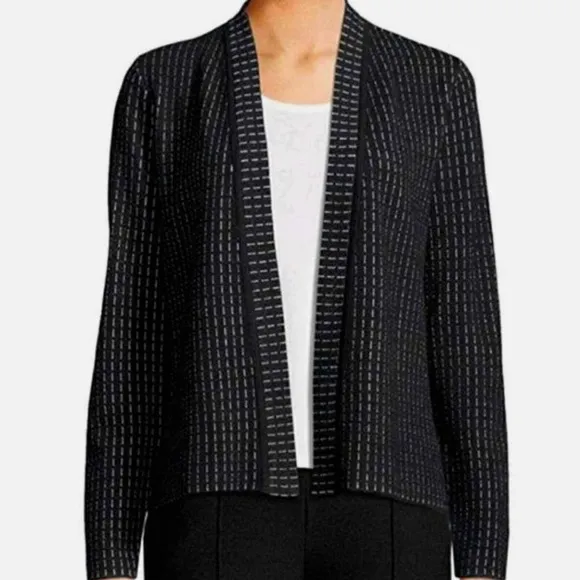 Eileen Fisher Silk Organic Cotton Textured Open Cardigan Blazer Size Medium