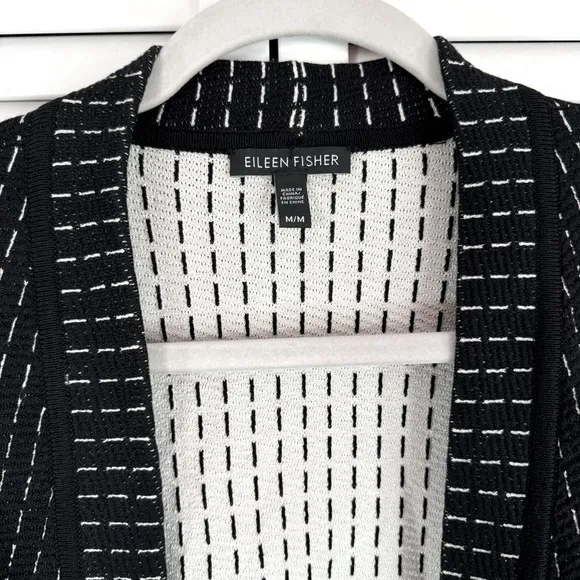 Eileen Fisher Silk Organic Cotton Textured Open Cardigan Blazer Size Medium