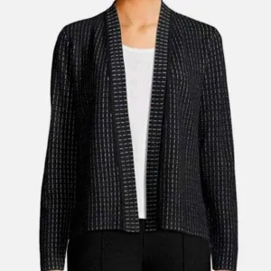 Eileen Fisher Silk Organic Cotton Textured Open Cardigan Blazer Size Medium