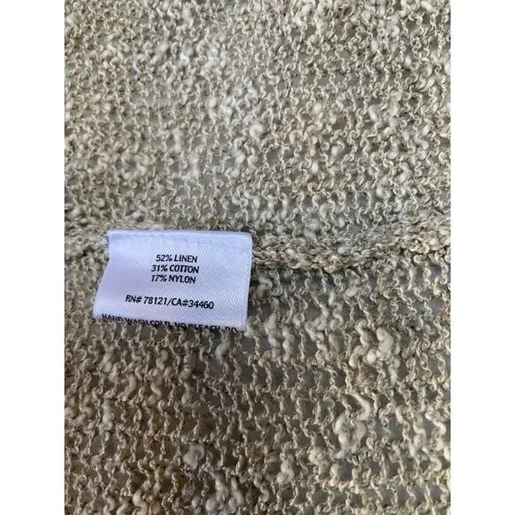 Eileen Fisher Women’s Open Knit Cardigan Sweater Petite Large Beige Lightweight