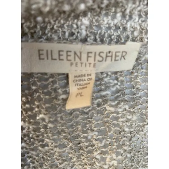 Eileen Fisher Women’s Open Knit Cardigan Sweater Petite Large Beige Lightweight