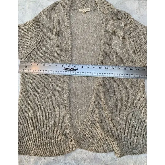 Eileen Fisher Women’s Open Knit Cardigan Sweater Petite Large Beige Lightweight