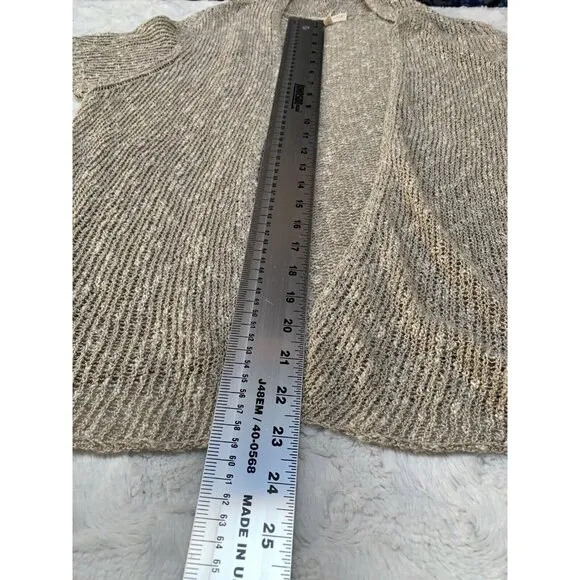 Eileen Fisher Women’s Open Knit Cardigan Sweater Petite Large Beige Lightweight