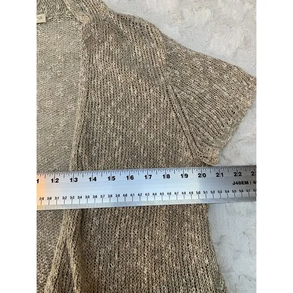 Eileen Fisher Women’s Open Knit Cardigan Sweater Petite Large Beige Lightweight