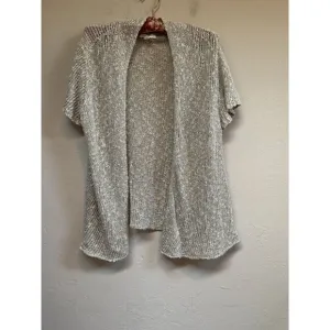 Eileen Fisher Women’s Open Knit Cardigan Sweater Petite Large Beige Lightweight