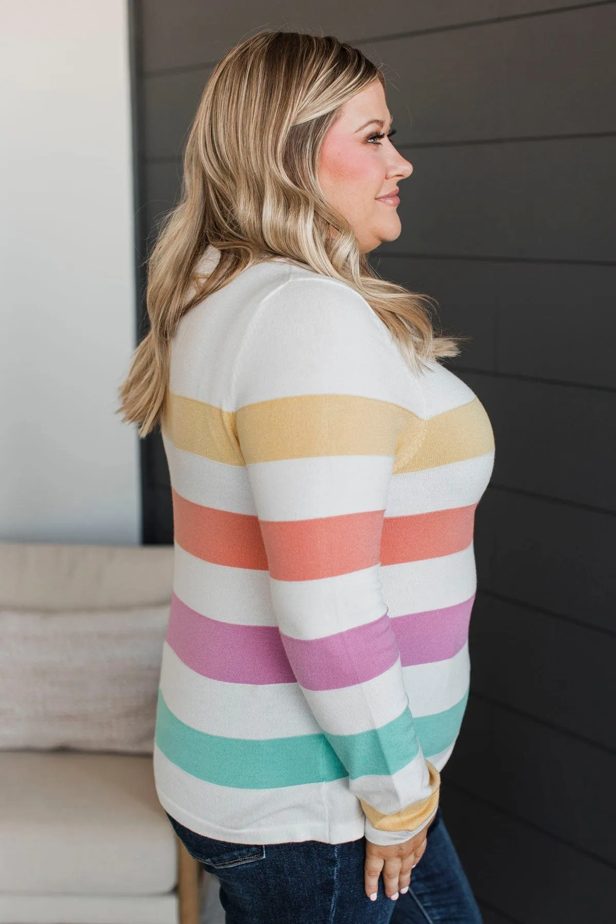Electric Moments Striped Sweater- White