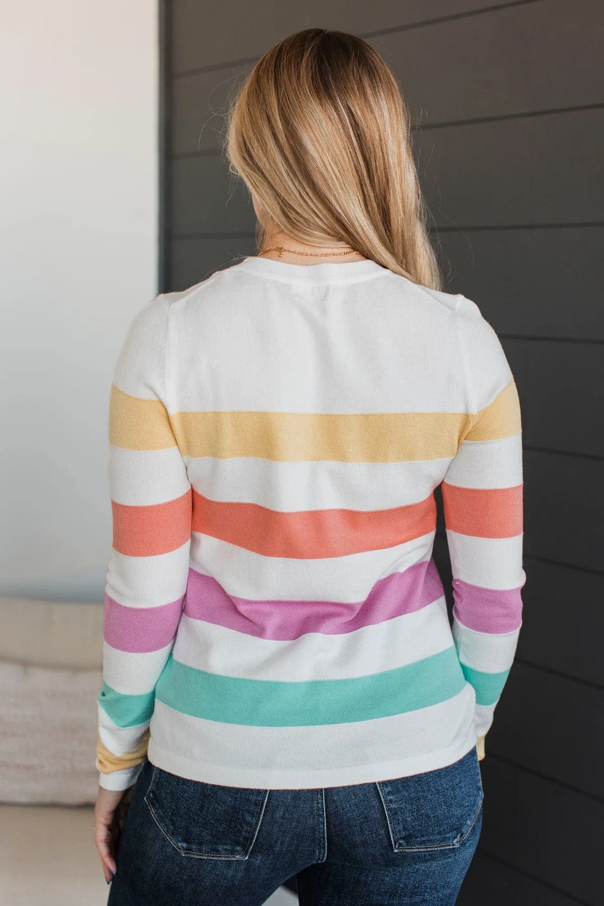 Electric Moments Striped Sweater- White
