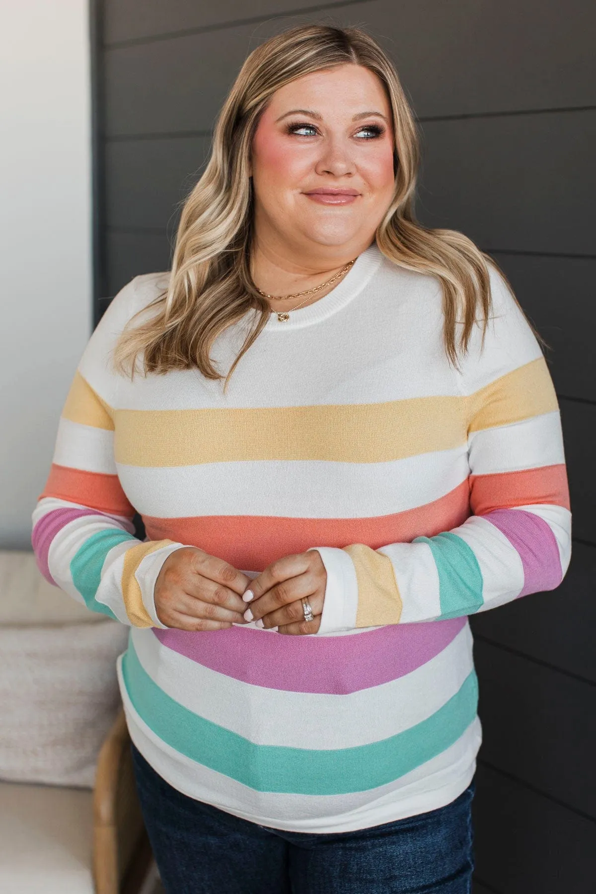 Electric Moments Striped Sweater- White