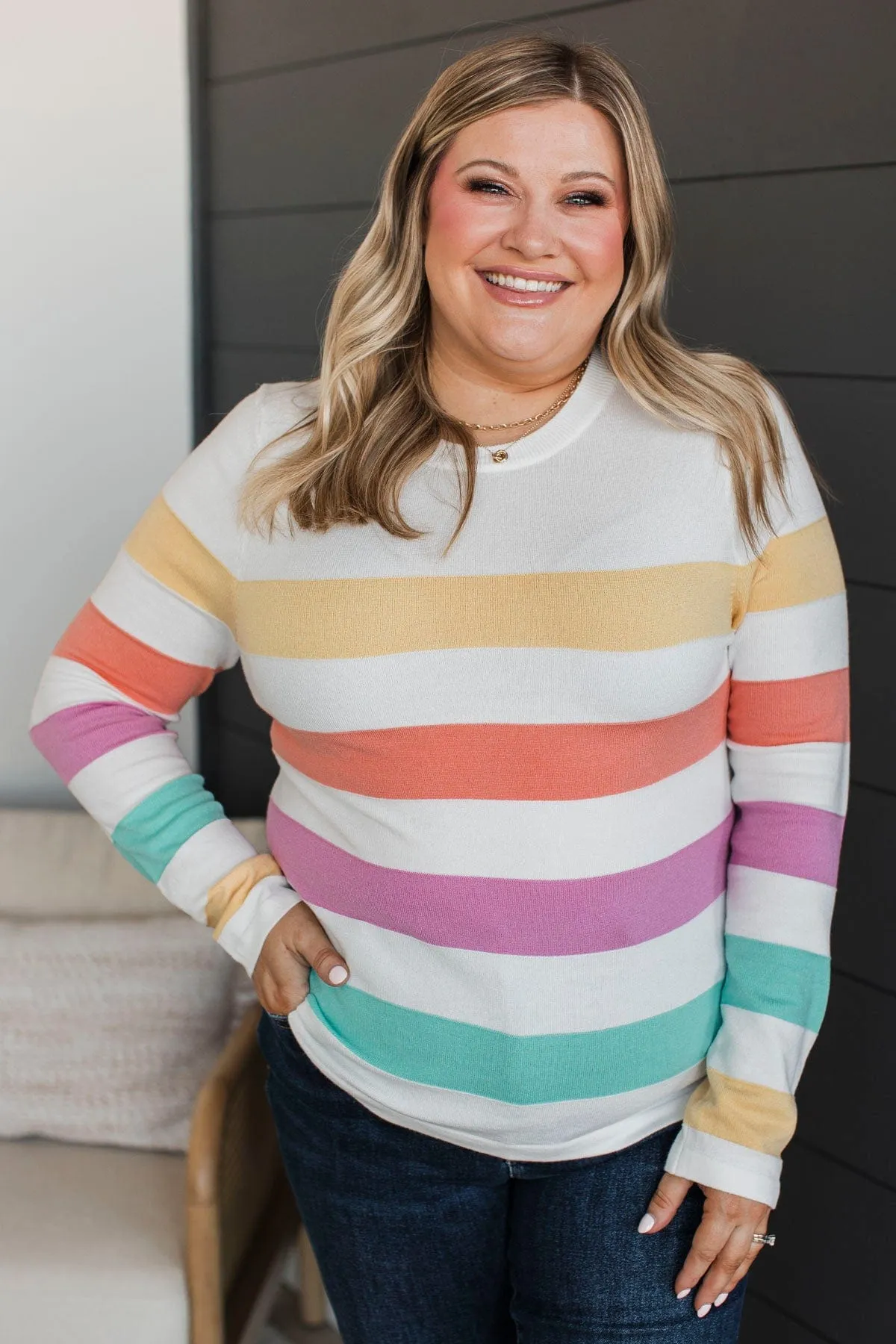 Electric Moments Striped Sweater- White