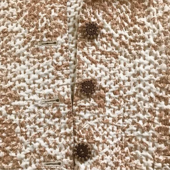 Elie Tahari Reversable Beige &amp; Tan Brown Blazer Embroidered Cuffed Jacket