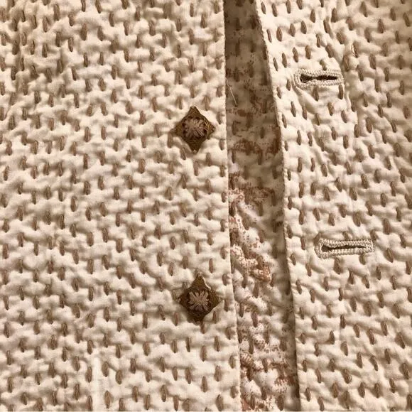 Elie Tahari Reversable Beige &amp; Tan Brown Blazer Embroidered Cuffed Jacket