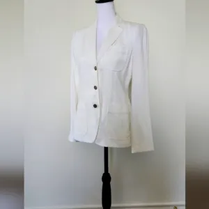 Elie Tahari White Linen Blazer Size 4