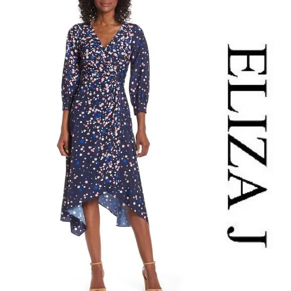 Eliza J Faux Wrap Midi Dress