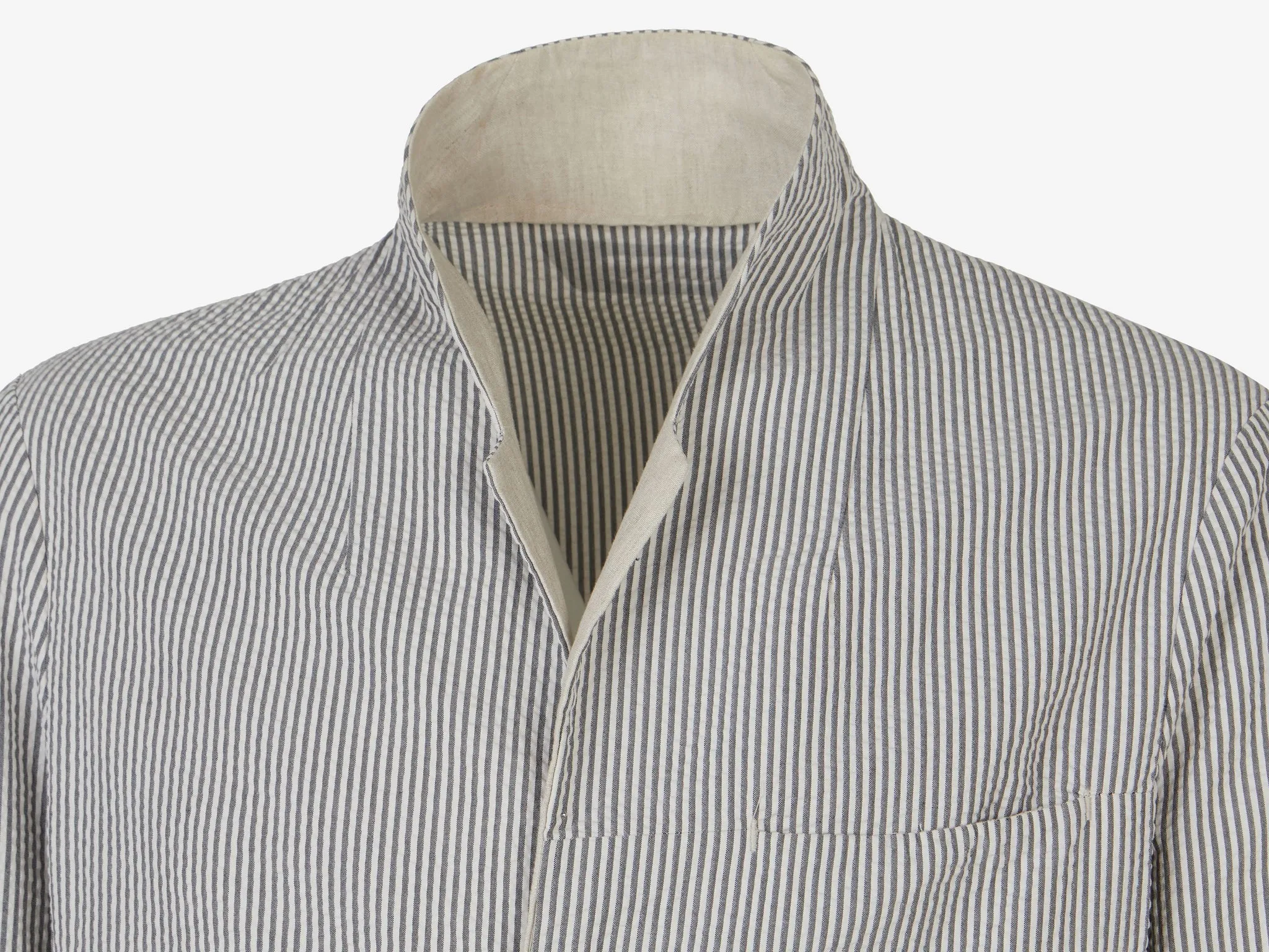 Ellen Blazer Cotton Seersucker Unstructured Blazer -  Pearl Grey