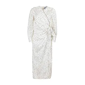 Ellie Makir White Dot Wrap Dress