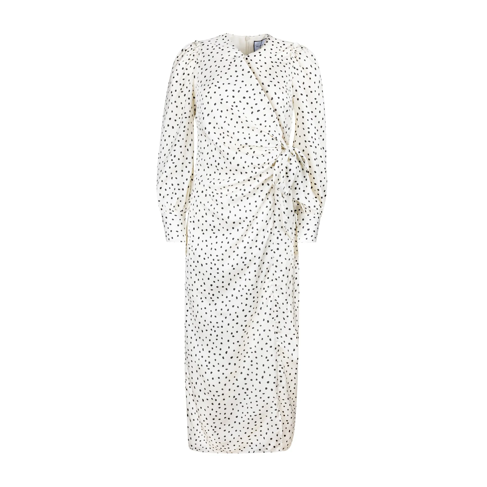Ellie Makir White Dot Wrap Dress