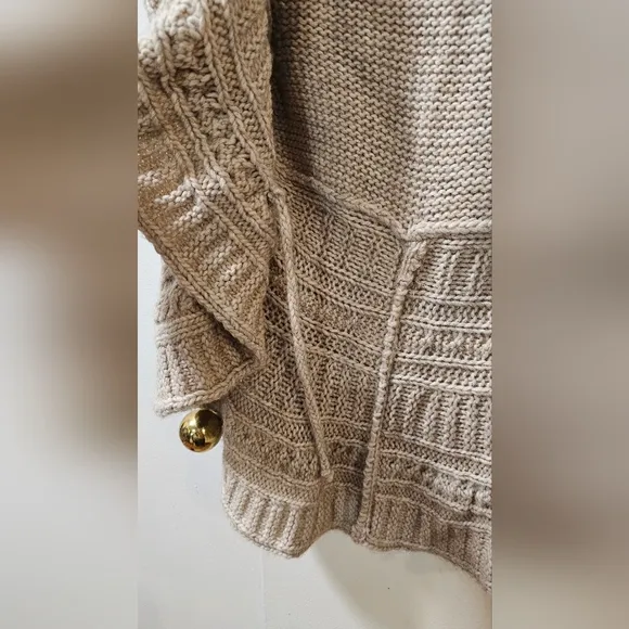Elsamanda Italy Anthropologie Sweater Womens Medium Beige Cardigan Open Alpaca M