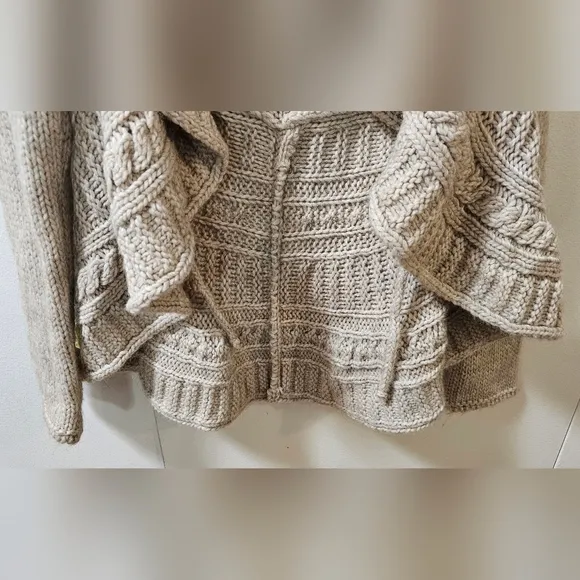 Elsamanda Italy Anthropologie Sweater Womens Medium Beige Cardigan Open Alpaca M