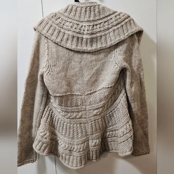 Elsamanda Italy Anthropologie Sweater Womens Medium Beige Cardigan Open Alpaca M