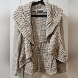 Elsamanda Italy Anthropologie Sweater Womens Medium Beige Cardigan Open Alpaca M
