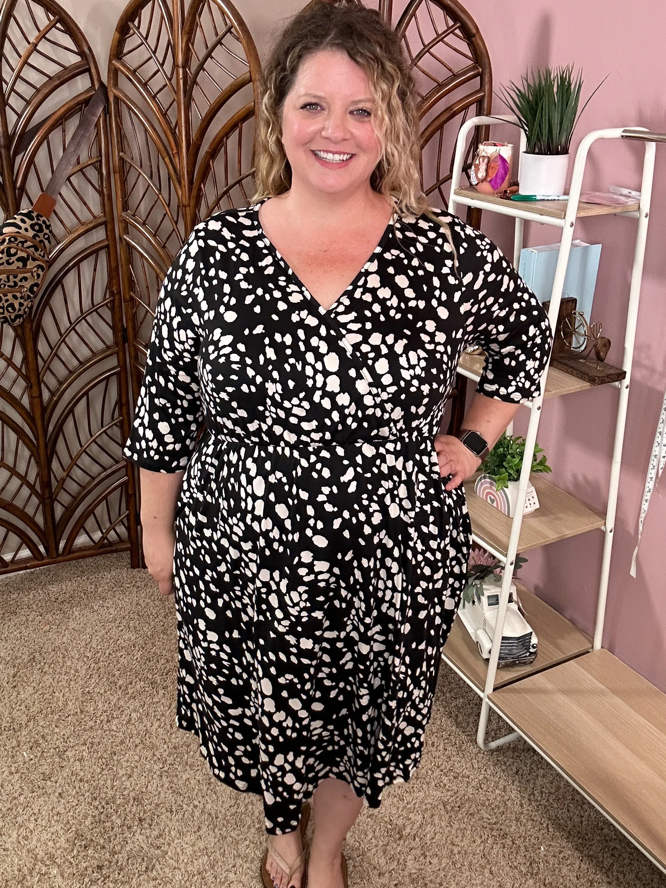 Endless Opportunities Faux Wrap Dress - Seeing Spots