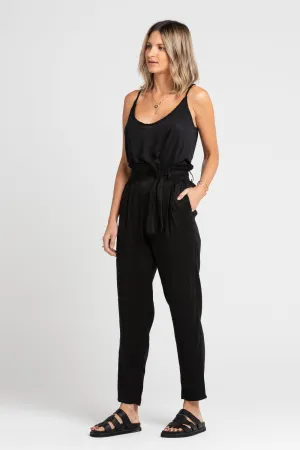 Enid Silk Linen Pant Black