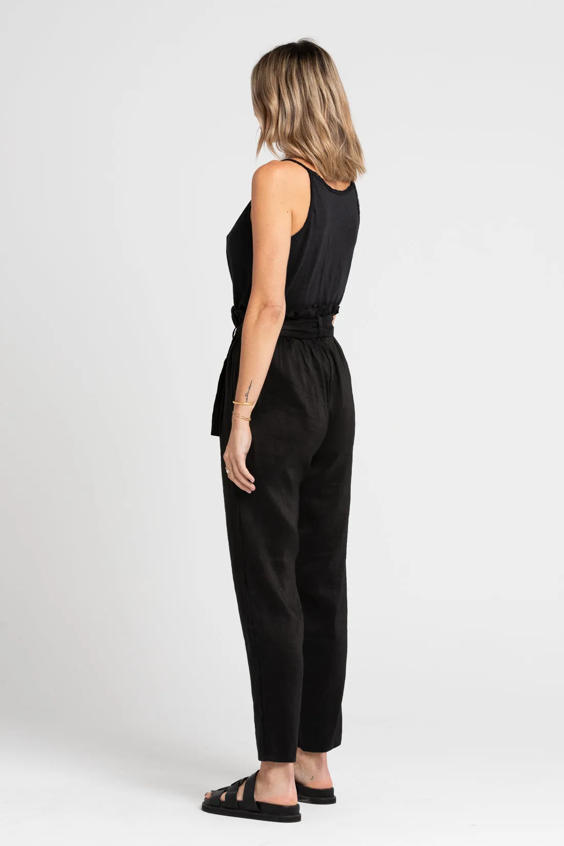 Enid Silk Linen Pant Black