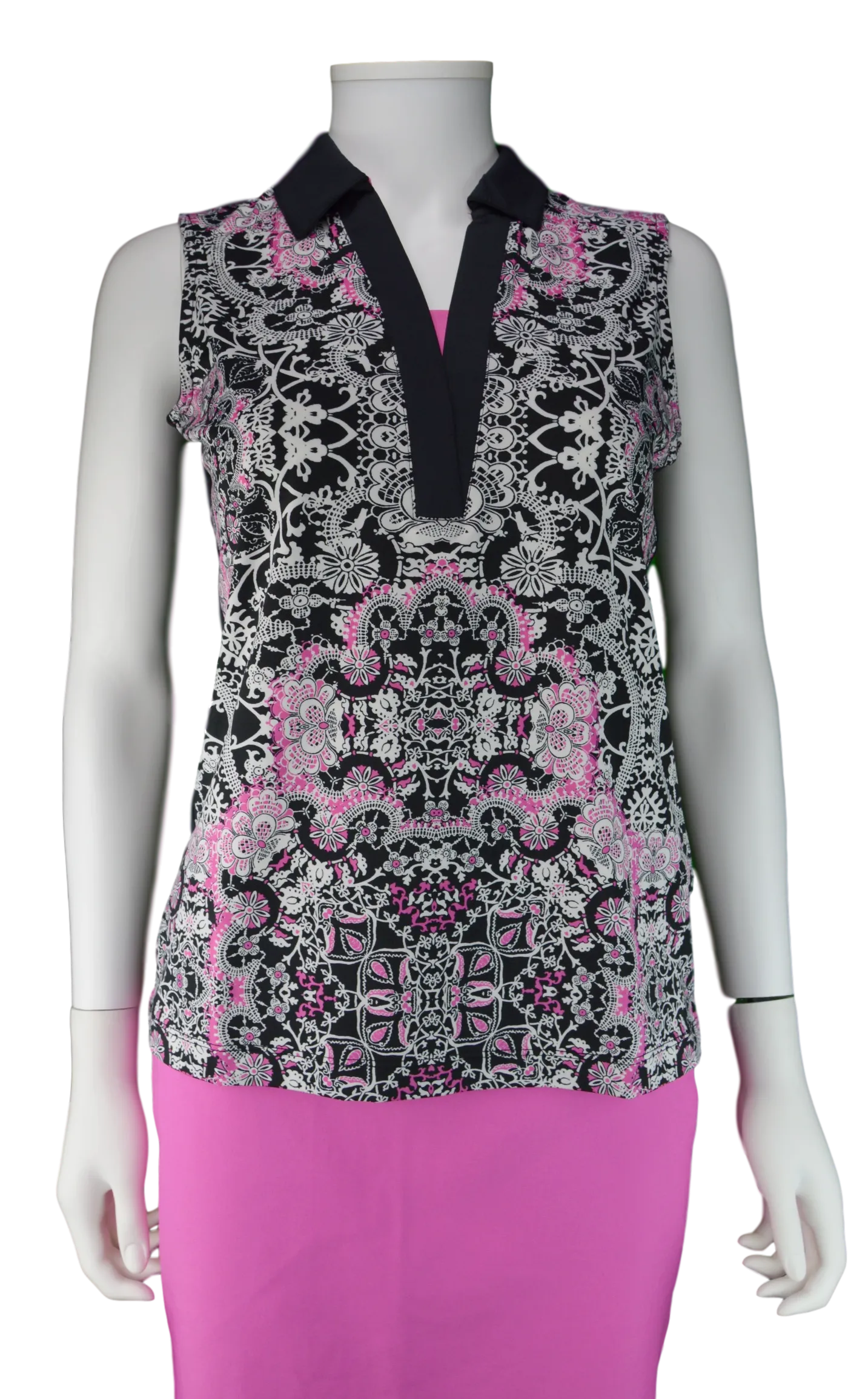 EP NY Marbella Sleeveless Ornate Print Polo