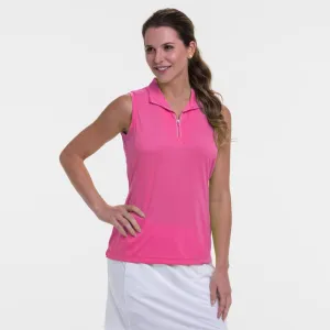 EP NY Sleeveless Zip Mock Polo - Pink Smoothie