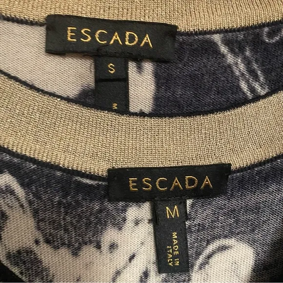 Escada navy paisley sweater set tank size medium &amp; cardigan size small