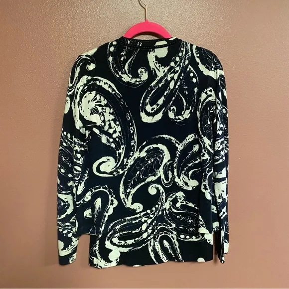 Escada navy paisley sweater set tank size medium &amp; cardigan size small