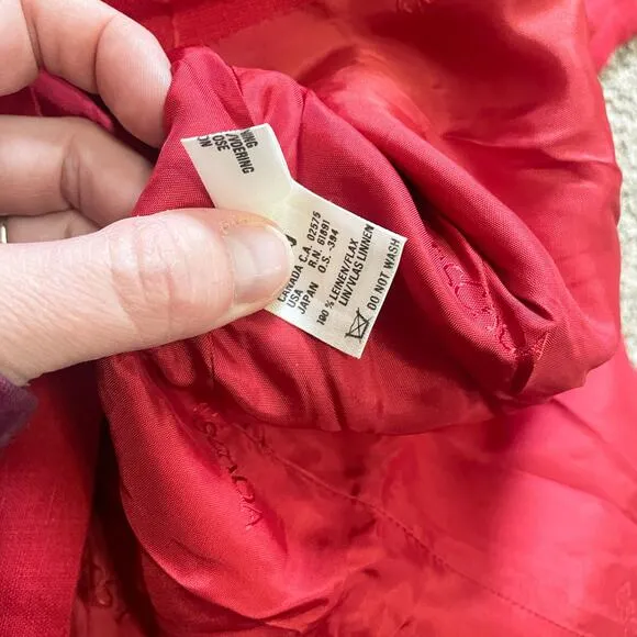 Escada Red Linen Blazer Size 36/Small EUC